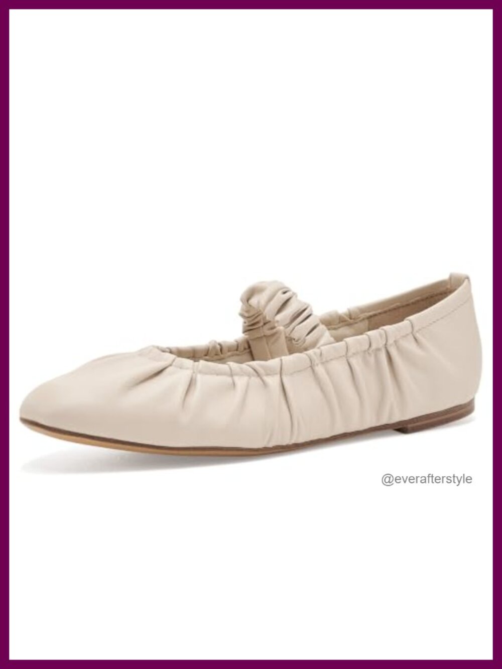 Womens Mary Jane Ballet Flats Leather Scrunched Strap Round Toe Slip-On